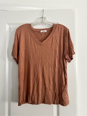 Kiwi Girl Brown V-Neck Short Sleeve T-Shirt